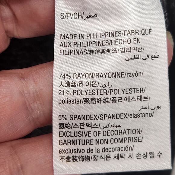 NWT I.N.C. Heathered Black Jersey Knit Beaded Long Sleeve Fleece Top Women's S - Picture 4 of 7